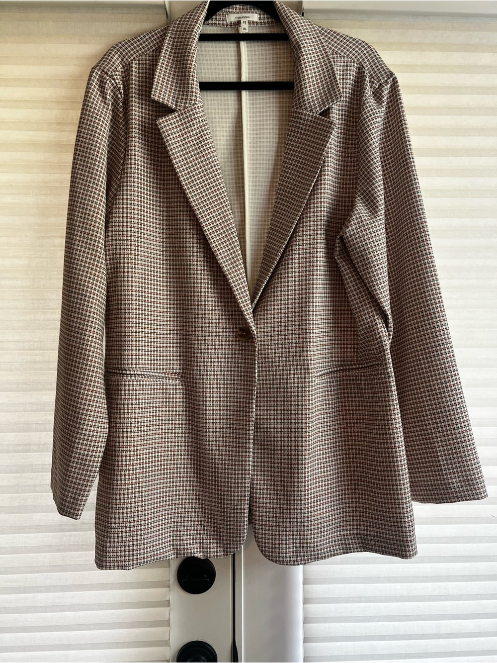 Maurices Women’s Tan and Pink Check Blazer Jacket, size XL